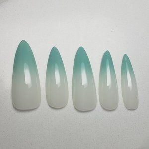 Spring Ombre Custom Press on Nails 20pc set soft white green